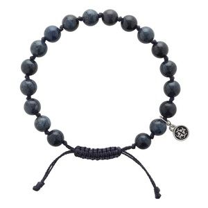 Mala and Mantra semi-precious Dumoerierite tranquility bracelet unisex/mens